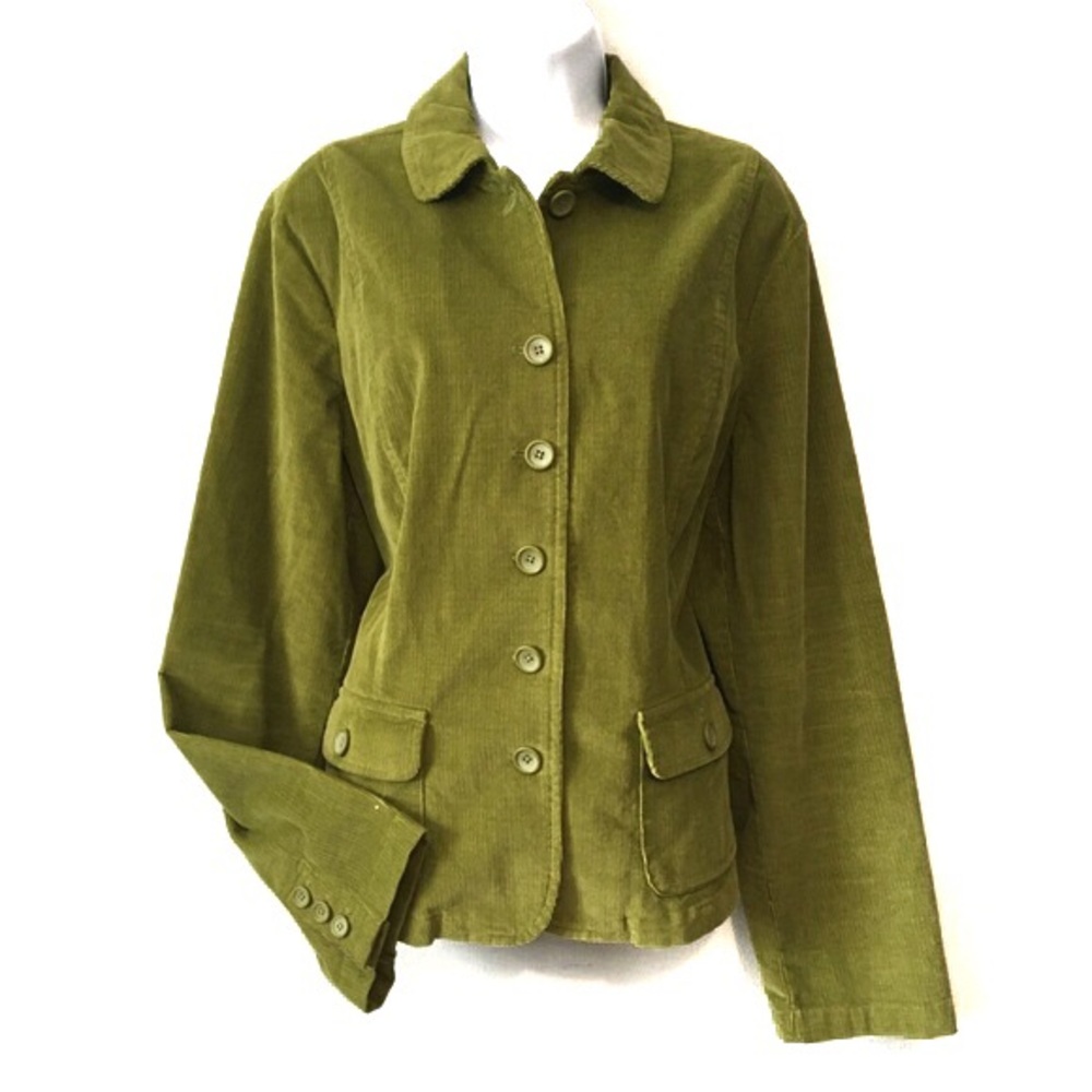 TALBOTS | STRETCH GREEN CORDUROY BLAZER Sz 12-14